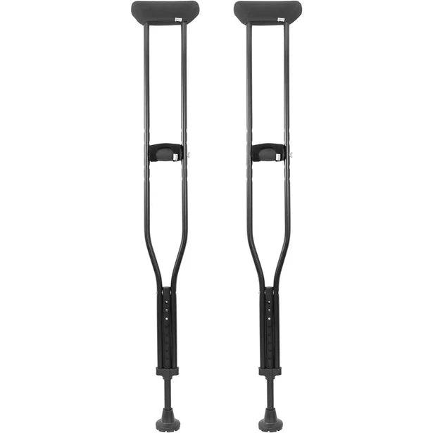 Muletas Axilares Acolchadas (x2 uds), Adulto Aluminio Negras | KMINA