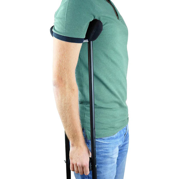 Muletas Axilares Acolchadas (x2 uds), Adulto Aluminio Negras | KMINA