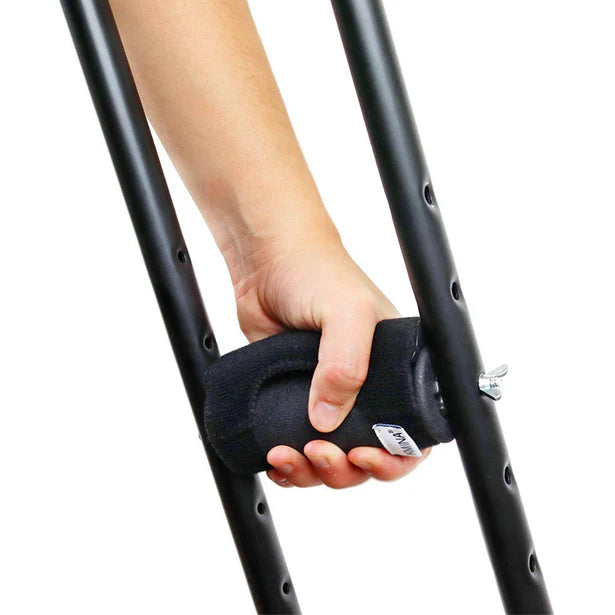 Muletas Axilares Acolchadas (x2 uds), Adulto Aluminio Negras | KMINA