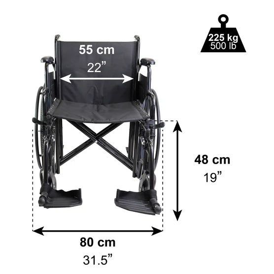 Silla de Ruedas Acero - Bariátrica (56 cm)